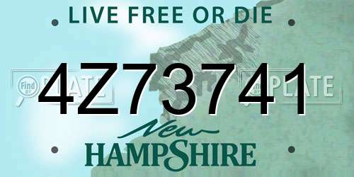 4Z73741 New Hampshire License Plate