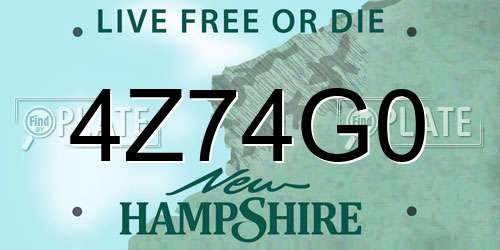 4Z74G0 New Hampshire License Plate