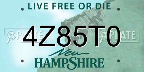 4Z85T0 New Hampshire License Plate