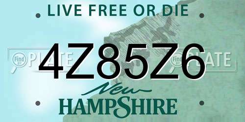 4Z85Z6 New Hampshire License Plate