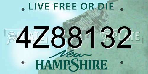 4Z88132 New Hampshire License Plate