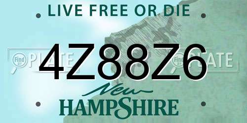 4Z88Z6 New Hampshire License Plate
