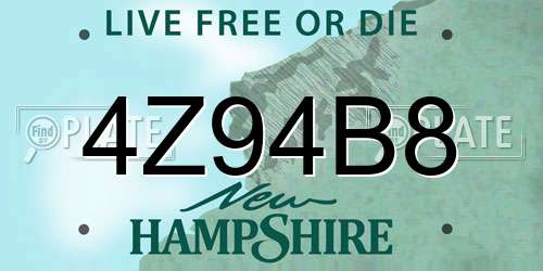 4Z94B8 New Hampshire License Plate