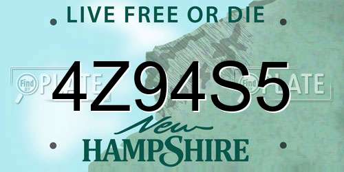 4Z94S5 New Hampshire License Plate