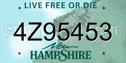4Z95453 New Hampshire License Plate