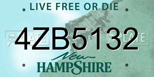 4ZB5132 New Hampshire License Plate
