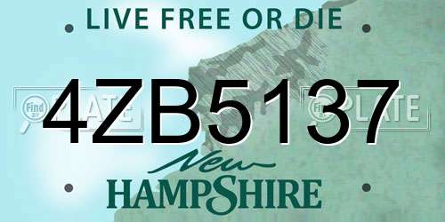 4ZB5137 New Hampshire License Plate