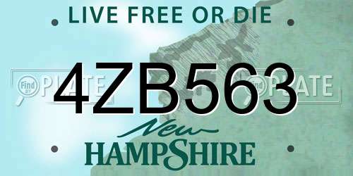 4ZB563 New Hampshire License Plate