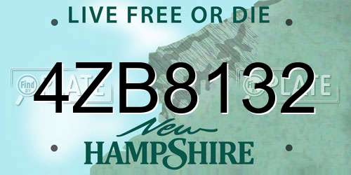 4ZB8132 New Hampshire License Plate