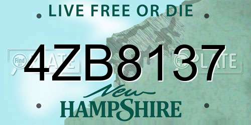 4ZB8137 New Hampshire License Plate