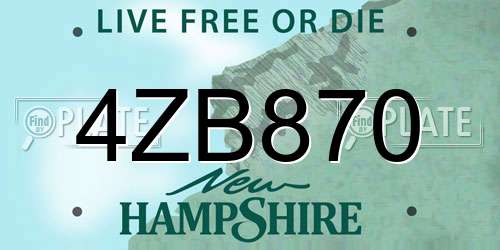 4ZB870 New Hampshire License Plate
