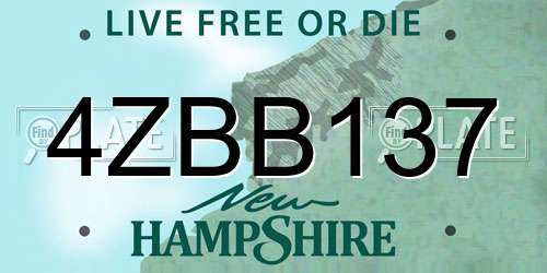 4ZBB137 New Hampshire License Plate