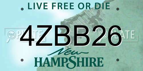 4ZBB26 New Hampshire License Plate