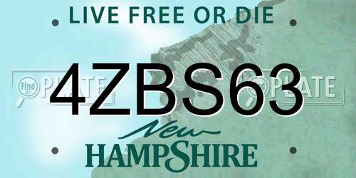 4ZBS63 New Hampshire License Plate