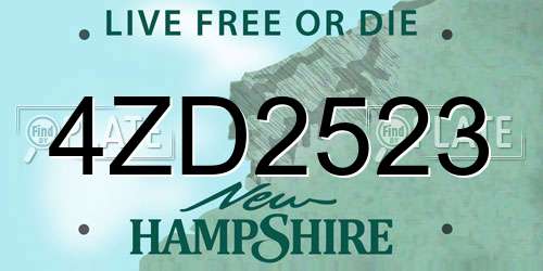 4ZD2523 New Hampshire License Plate