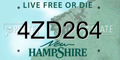 4ZD264 New Hampshire License Plate