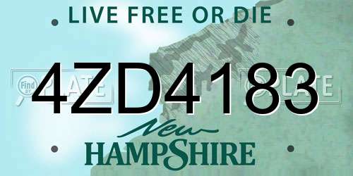 4ZD4183 New Hampshire License Plate