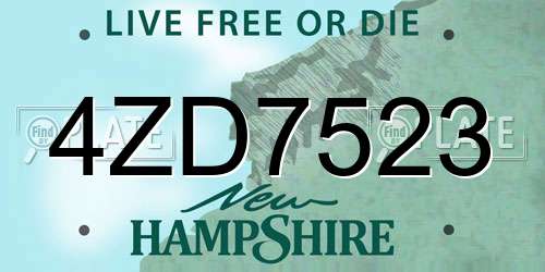 4ZD7523 New Hampshire License Plate