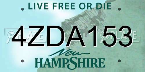 4ZDA153 New Hampshire License Plate