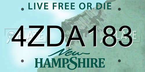 4ZDA183 New Hampshire License Plate