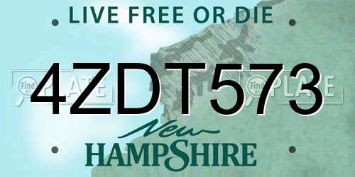 4ZDT573 New Hampshire License Plate