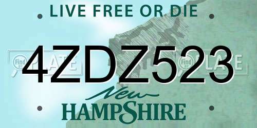 4ZDZ523 New Hampshire License Plate