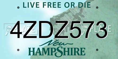 4ZDZ573 New Hampshire License Plate