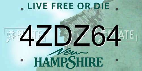 4ZDZ64 New Hampshire License Plate