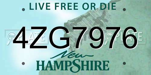 4ZG7976 New Hampshire License Plate