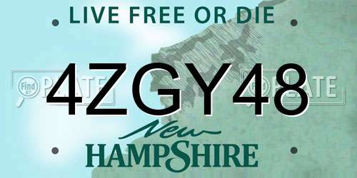 4ZGY48 New Hampshire License Plate