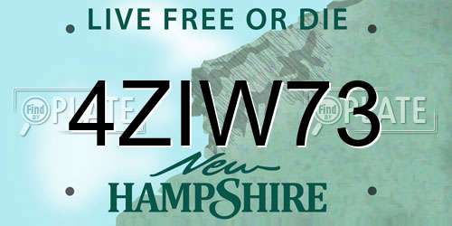 4ZIW73 New Hampshire License Plate