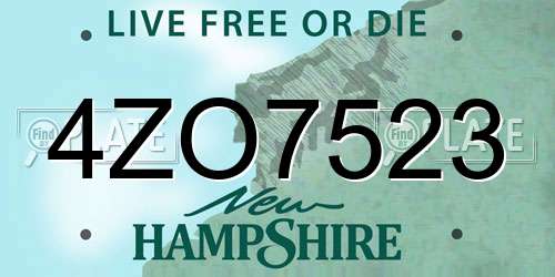 4ZO7523 New Hampshire License Plate