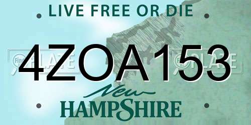 4ZOA153 New Hampshire License Plate