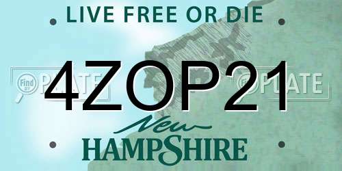 4ZOP21 New Hampshire License Plate