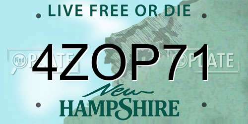 4ZOP71 New Hampshire License Plate
