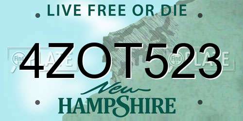 4ZOT523 New Hampshire License Plate