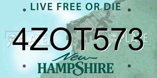 4ZOT573 New Hampshire License Plate