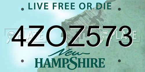 4ZOZ573 New Hampshire License Plate