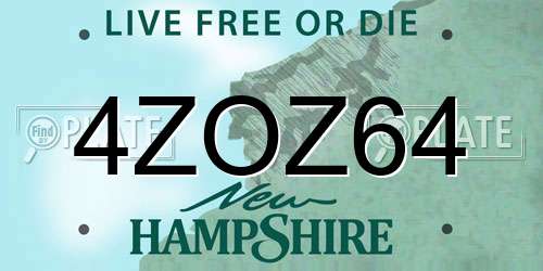 4ZOZ64 New Hampshire License Plate