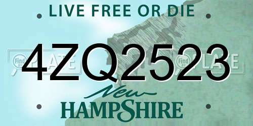 4ZQ2523 New Hampshire License Plate