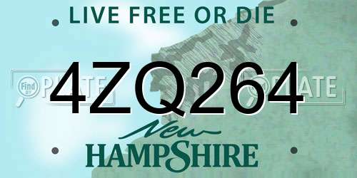 4ZQ264 New Hampshire License Plate