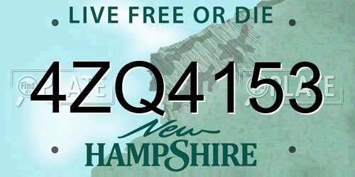 4ZQ4153 New Hampshire License Plate