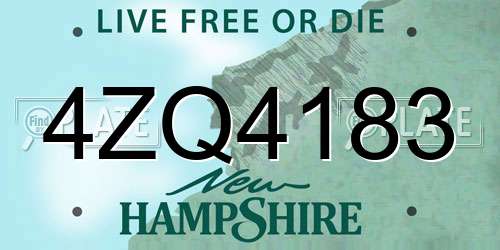 4ZQ4183 New Hampshire License Plate