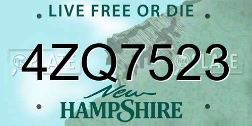 4ZQ7523 New Hampshire License Plate