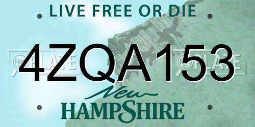 4ZQA153 New Hampshire License Plate