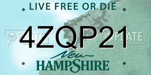 4ZQP21 New Hampshire License Plate