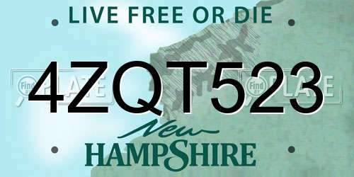 4ZQT523 New Hampshire License Plate