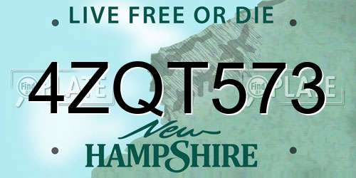 4ZQT573 New Hampshire License Plate