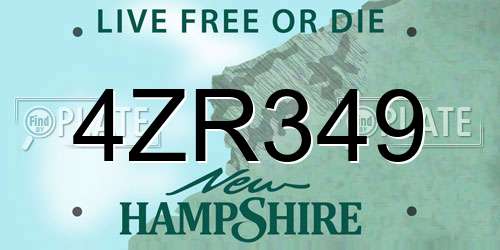 4ZR349 New Hampshire License Plate