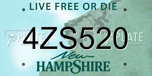 4ZS520 New Hampshire License Plate